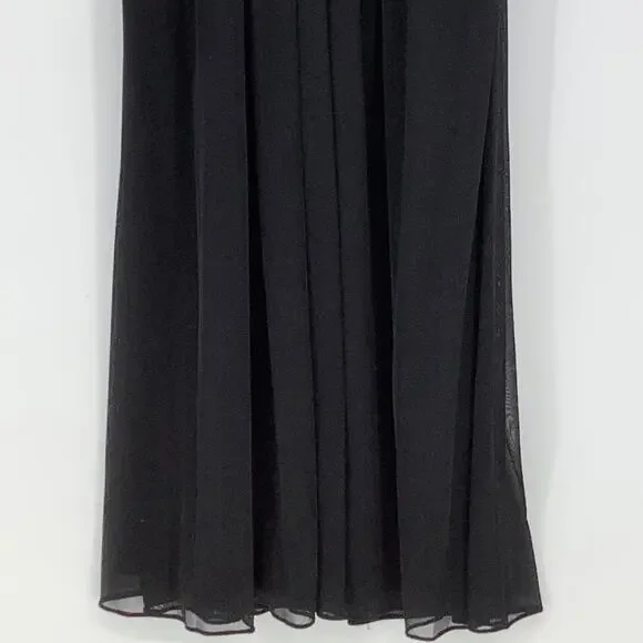 Alfred Sung Sz 6 Black Chiffon Knit Cap Sleeve V-Neck Maxi Dress $231 msrp J3-3 - Picture 7 of 10
